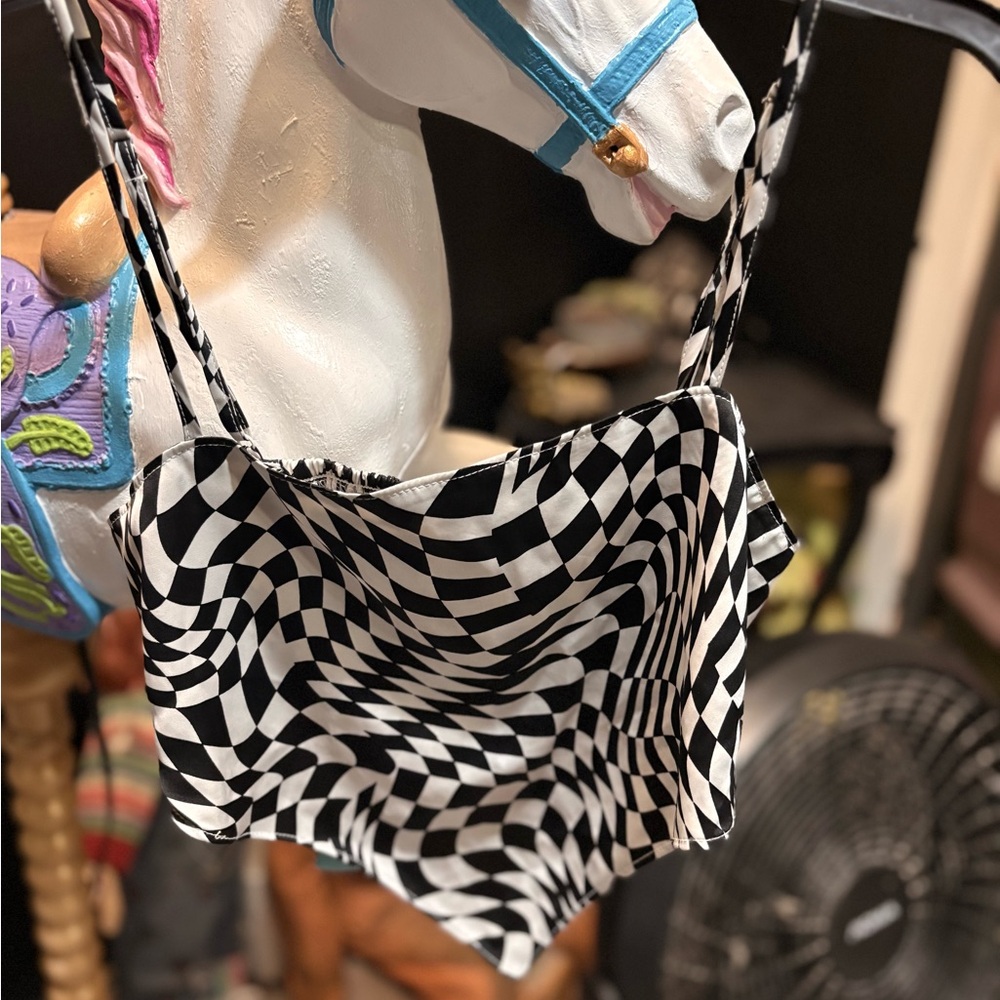 Divided Black and White Crop Top